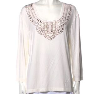 St John beaded scoop neck top